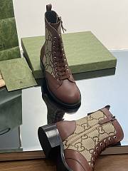 Fortok Gucci GG Lace-up Martin Boots Brown - 5