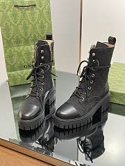 Fortok Gucci GG Lace-up Martin Boots Black - 4