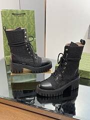 Fortok Gucci GG Lace-up Martin Boots Black - 2