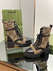 Fortok Gucci Double GG Jacquard Boots Black & Beige - 3