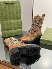 Fortok Gucci Double GG Jacquard Boots Brown & Beige - 4