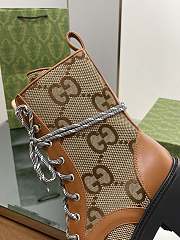 Fortok Gucci Double GG Jacquard Boots Brown & Beige - 5