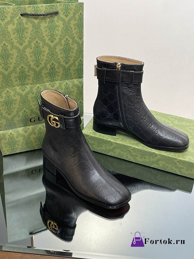 Fortok Gucci Vintage GG Belt Buckle Boots Knight Boots Black - 1