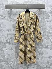 Fortok Burberry Long Check Linen Trench Coat Beige / Black - 1