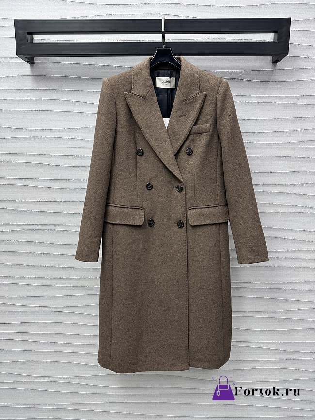 Fortok Celine Wool Double Breasted Long Coat  - 1