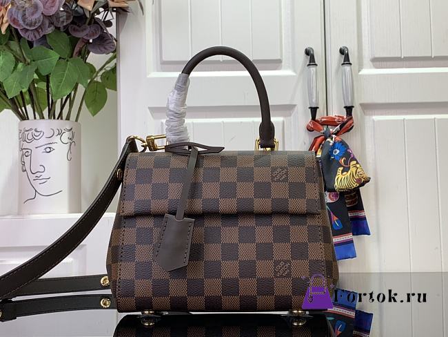 Fortok Louis Vuitton Cluny Damier Ebene Canvas Bag Brown N00097 20x16x7.5cm - 1