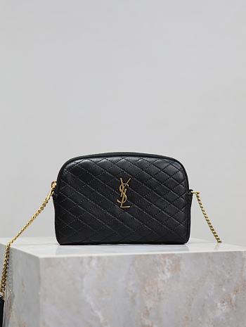 Fortok Saint Laurent Gaby Quilted Lambskin Chain Bag Black 733667 19x3x3.5cm 