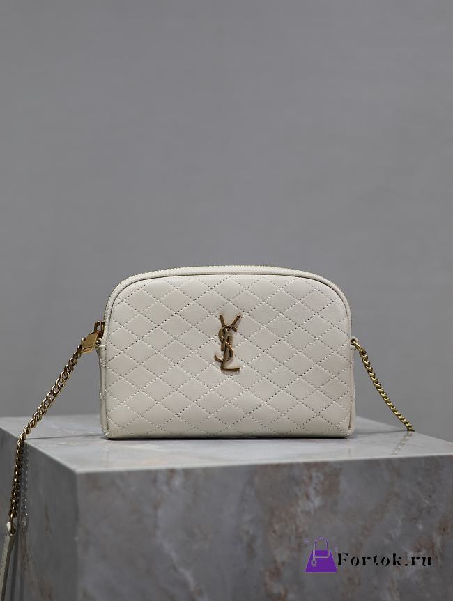 Fortok Saint Laurent Gaby Quilted Lambskin Chain Bag White 733667 19x3x3.5cm  - 1