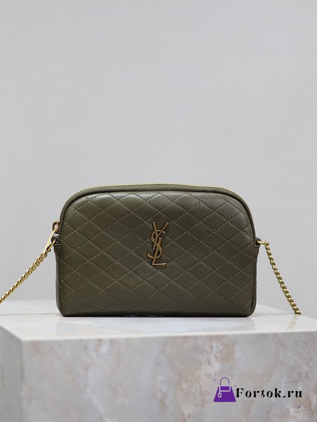 Fortok Saint Laurent Gaby Quilted Lambskin Chain Bag Green 733667 19x3x3.5cm  - 1