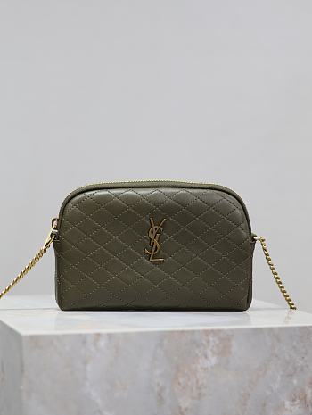 Fortok Saint Laurent Gaby Quilted Lambskin Chain Bag Green 733667 19x3x3.5cm 