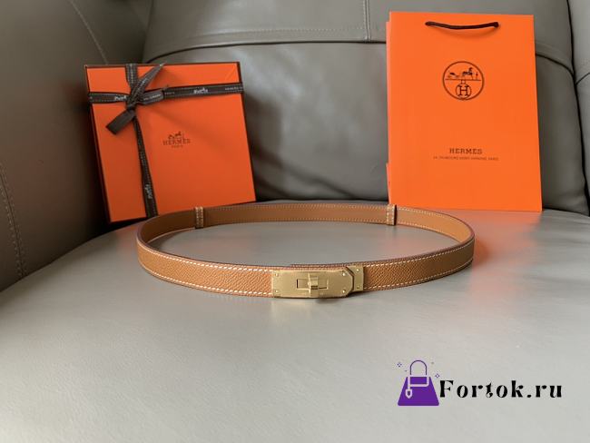 Fortok Hermes Classic 1.8 Kelly Epsom Calfskin Belt Brown - 1