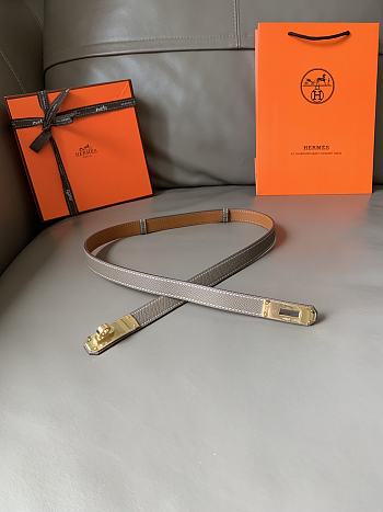 Fortok Hermes Classic 1.8 Kelly Epsom Calfskin Belt Grey