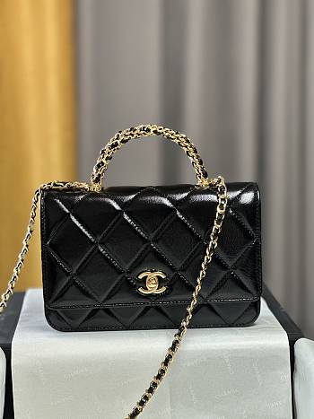 Fortok Chanel 24B twisted Chain Handle Woc Bag Black 19x12x4.5cm