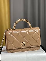 Fortok Chanel 24B twisted Chain Handle Woc Bag Beige 19x12x4.5cm - 1