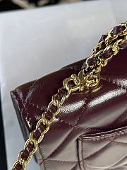 Fortok Chanel 24B twisted Chain Handle Woc Bag Burgundy 19x12x4.5cm - 6