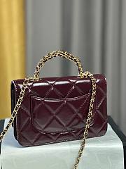 Fortok Chanel 24B twisted Chain Handle Woc Bag Burgundy 19x12x4.5cm - 4