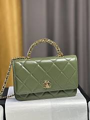 Fortok Chanel 24B twisted Chain Handle Woc Bag Green 19x12x4.5cm - 1