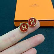 Fortok Hermes Red H-Letter Small Earrings - 6