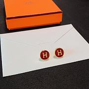 Fortok Hermes Red H-Letter Small Earrings - 4