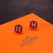 Fortok Hermes Red H-Letter Small Earrings - 5