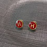 Fortok Hermes Red H-Letter Small Earrings - 2