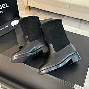 Fortok Chanel 25SS Patchwork Thick Heel Short Boots Black - 5