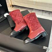 Fortok Chanel 25SS Patchwork Thick Heel Short Boots Red - 3