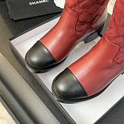 Fortok Chanel 25SS Patchwork Thick Heel Short Boots Red - 2