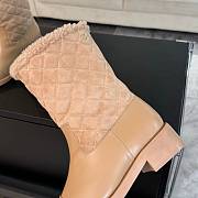 Fortok Chanel 25SS Patchwork Thick Heel Short Boots Beige - 2