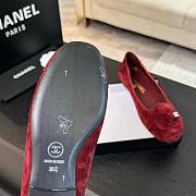 Fortok Chanel Red Suede Camellia Ballet Flats - 6