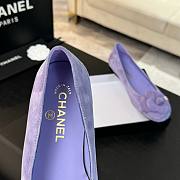 Fortok Chanel Purple Suede And Patent Leather Camellia Ballet Flats - 6