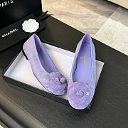 Fortok Chanel Purple Suede And Patent Leather Camellia Ballet Flats - 3