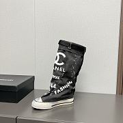 Fortok Chanel Graffiti Canvas Boots Black - 5