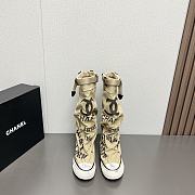 Fortok Chanel Graffiti Canvas Boots Beige - 1