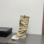 Fortok Chanel Graffiti Canvas Boots Beige - 5