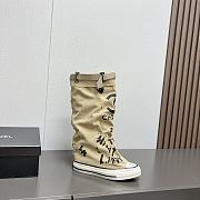 Fortok Chanel Graffiti Canvas Boots Beige - 4