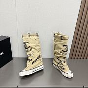 Fortok Chanel Graffiti Canvas Boots Beige - 6