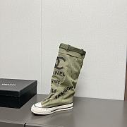 Fortok Chanel Graffiti Canvas Boots Green Khakhi - 3