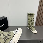 Fortok Chanel Graffiti Canvas Boots Green Khakhi - 2