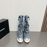 Fortok Chanel Graffiti Canvas Boots Blue - 1