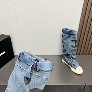 Fortok Chanel Graffiti Canvas Boots Blue - 4