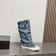 Fortok Chanel Graffiti Canvas Boots Blue - 3