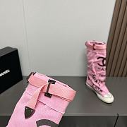 Fortok Chanel Graffiti Canvas Boots Pink - 4
