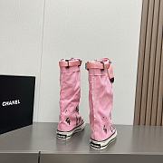 Fortok Chanel Graffiti Canvas Boots Pink - 3