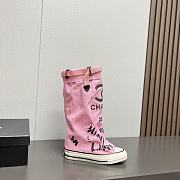 Fortok Chanel Graffiti Canvas Boots Pink - 2
