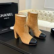 Fortok Chanel Suede Calfskin & Lambskin Light Brown & Black Short Boots - 1