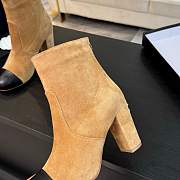 Fortok Chanel Suede Calfskin & Lambskin Light Brown & Black Short Boots - 5