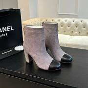 Fortok Chanel Suede Calfskin & Lambskin Grey & Black Short Boots - 1