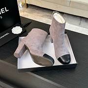 Fortok Chanel Suede Calfskin & Lambskin Grey & Black Short Boots - 3