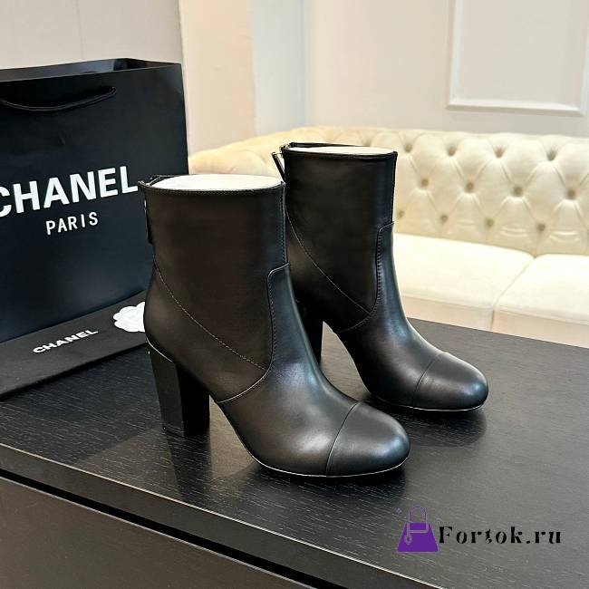 Fortok Chanel Lambskin Black Short Boots - 1
